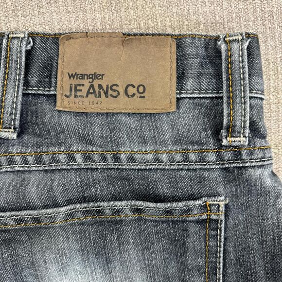 Faded Y2K Relaxed Bootcut Wrangler Straight Fit Jeans Streaky Blue Wash 40 Waist - Picture 7 of 8